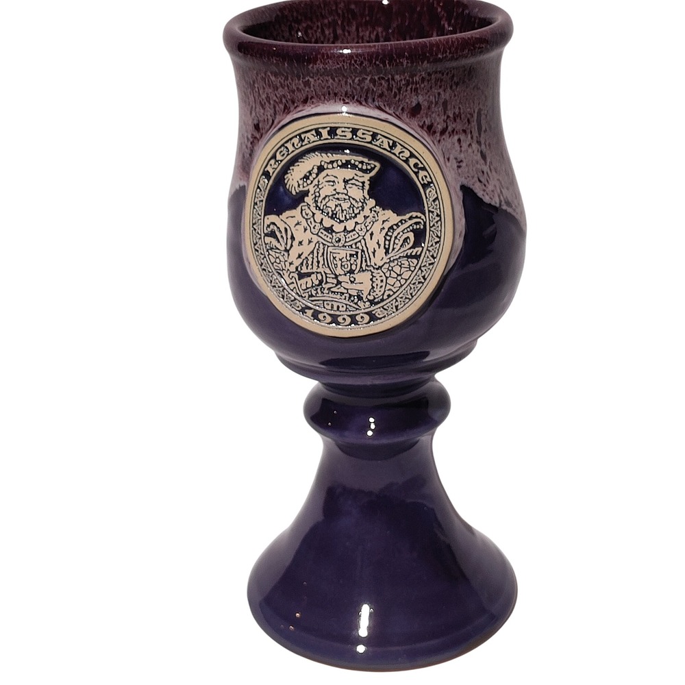 Deneen Pottery Renaissance 1999 King Purple Stoneware Pottery Chalice Goblet